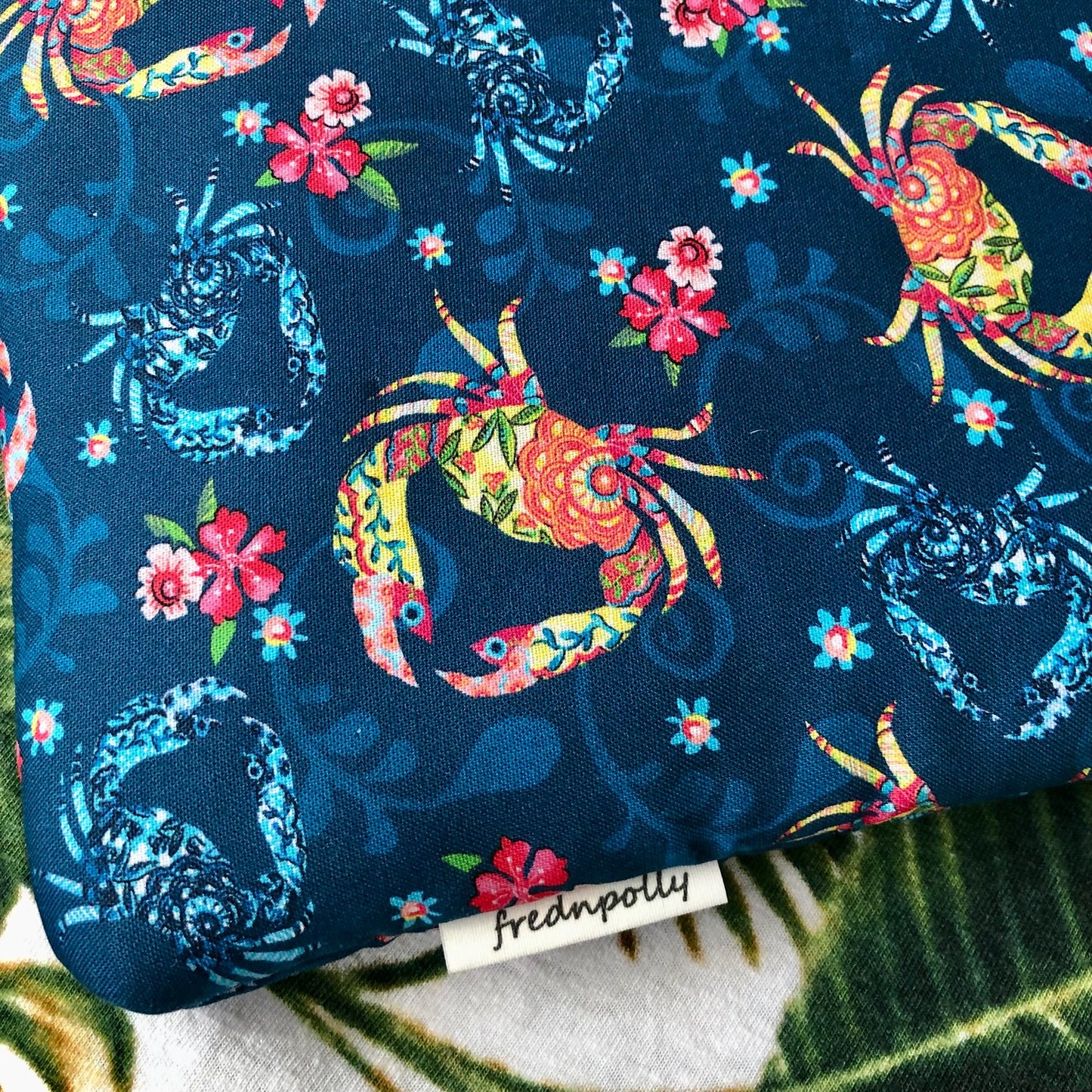 Crab Tropical Floral padded book/tablet sleeve