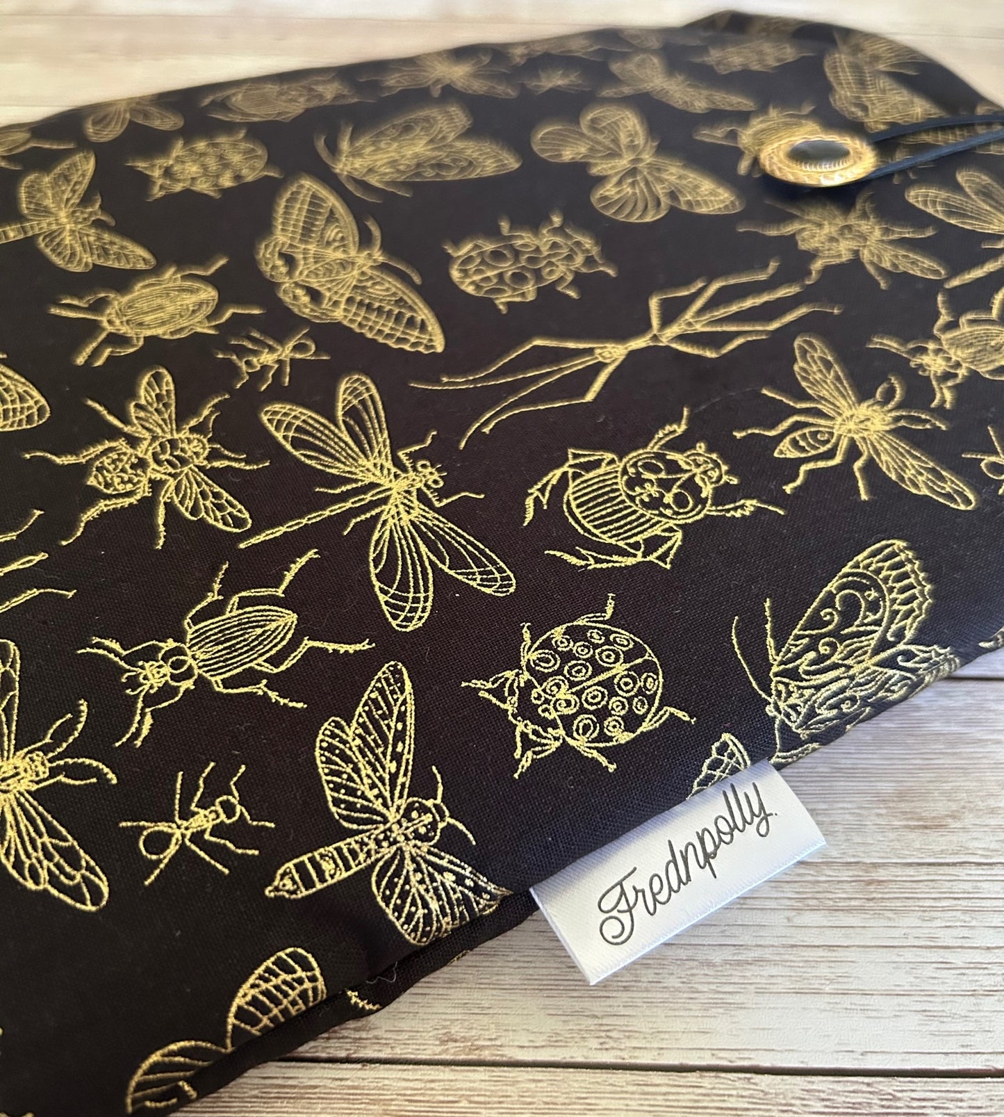 Gold Metallic Insects padded book/tablet sleeve