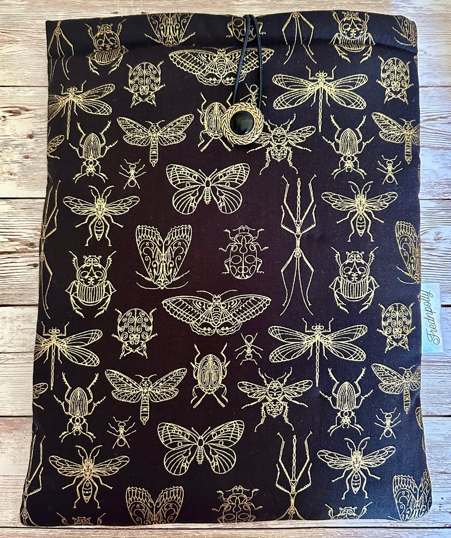 Gold Metallic Insects padded book/tablet sleeve