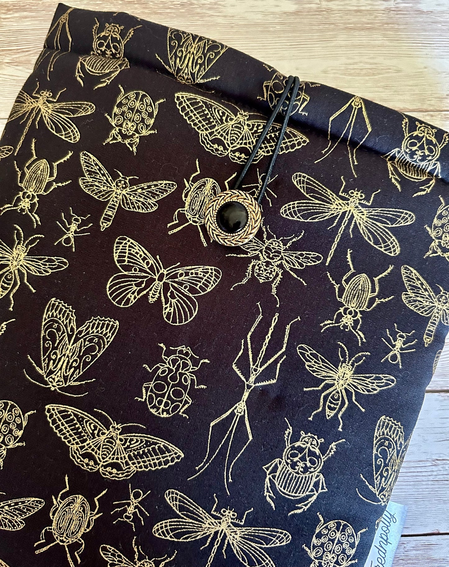 Gold Metallic Insects padded book/tablet sleeve