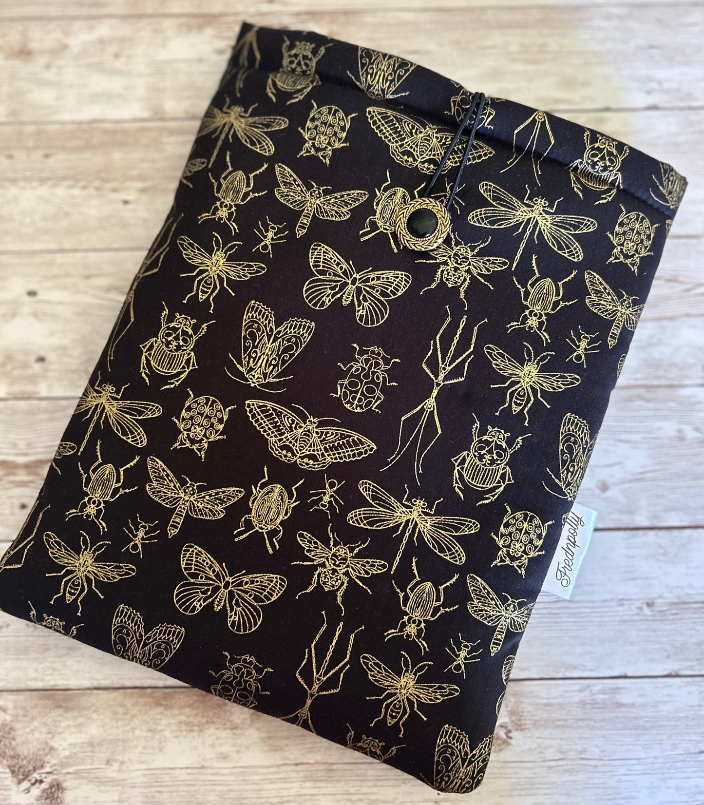 Gold Metallic Insects padded book/tablet sleeve