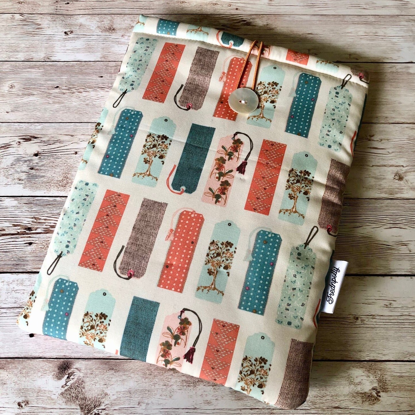 Floral Bookmarks padded book/tablet sleeve