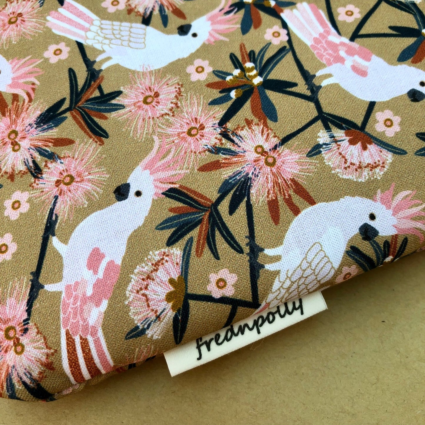 Pink Cockatoos Floral padded book/tablet sleeve