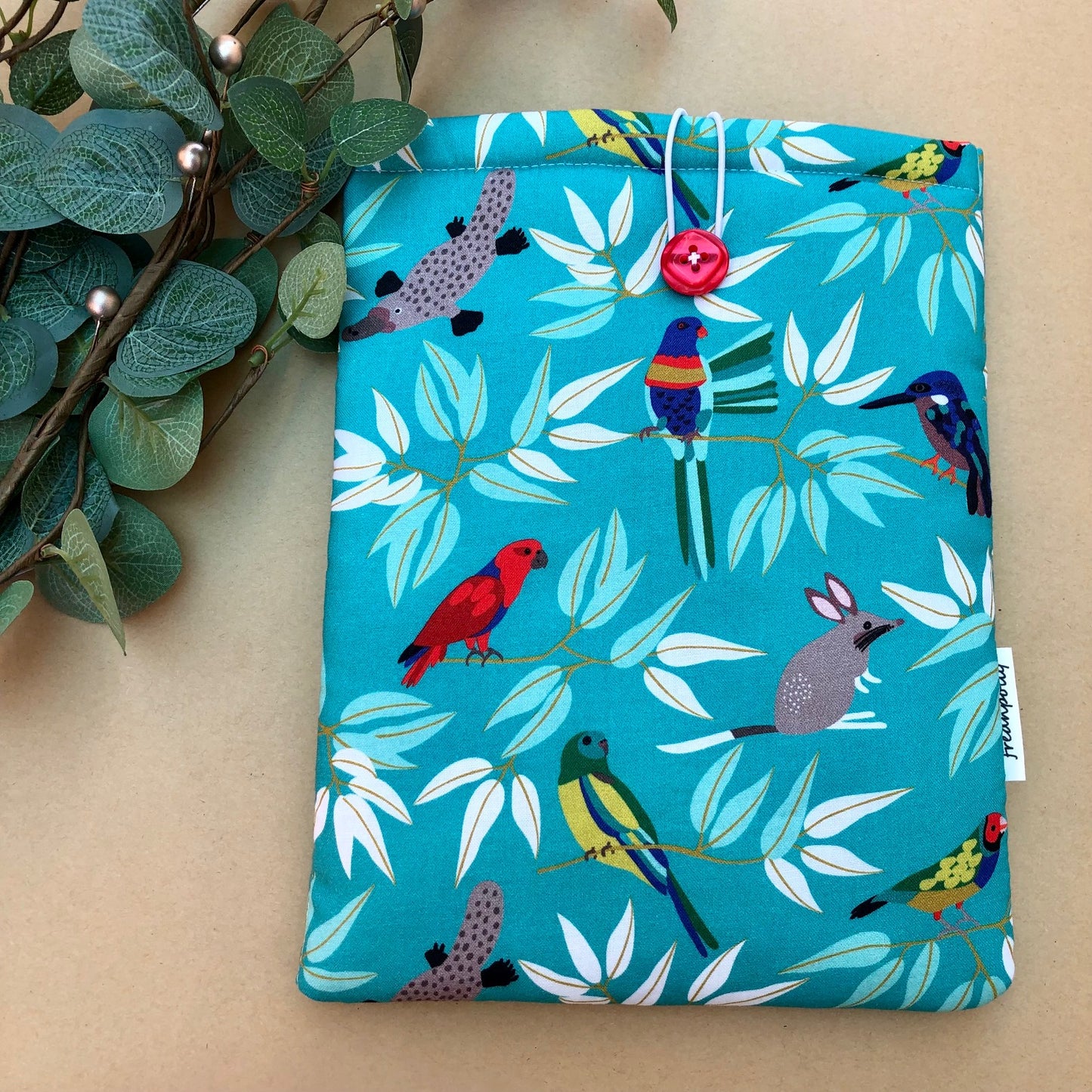 Australian Fauna Eucalyptus padded book/tablet sleeve