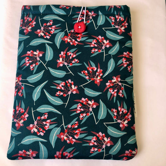 Eucalyptus on Dark Green padded book/tablet sleeve