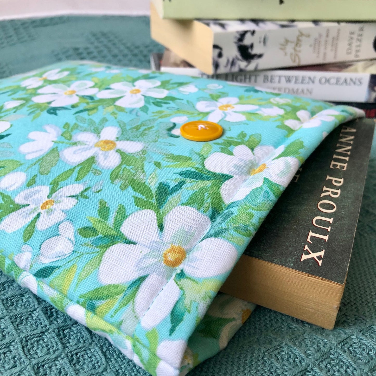 White Frangipani Tropical Floral padded book/tablet sleeve