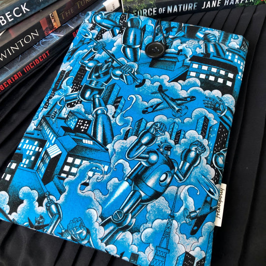 Blue Robot Mecha Anime padded book/tablet sleeve