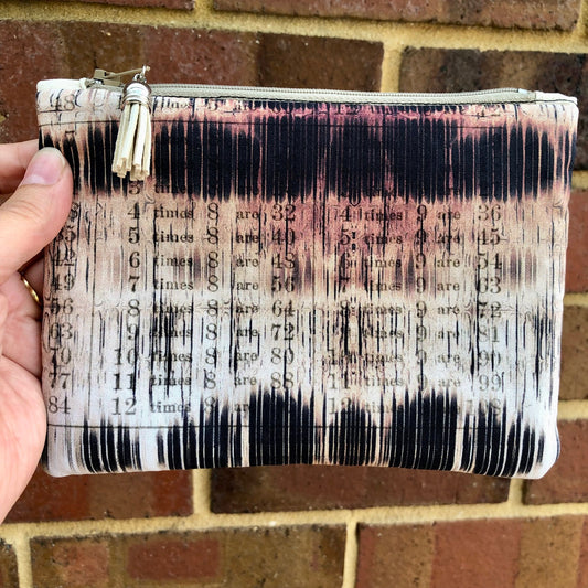 London Grunge lined zipper pouch with tassel