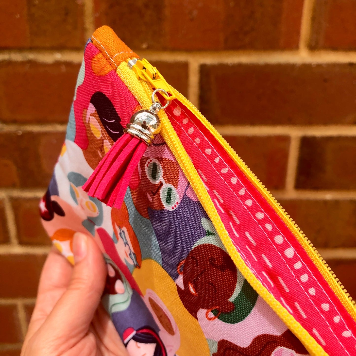 Girl Power lined zipper pouch with tassel