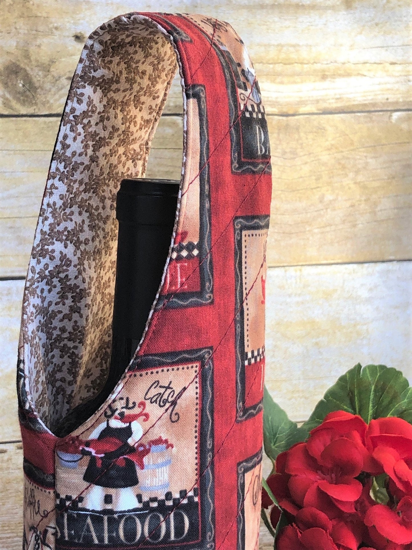 Chef's Bistro quilted wine bottle carry bag