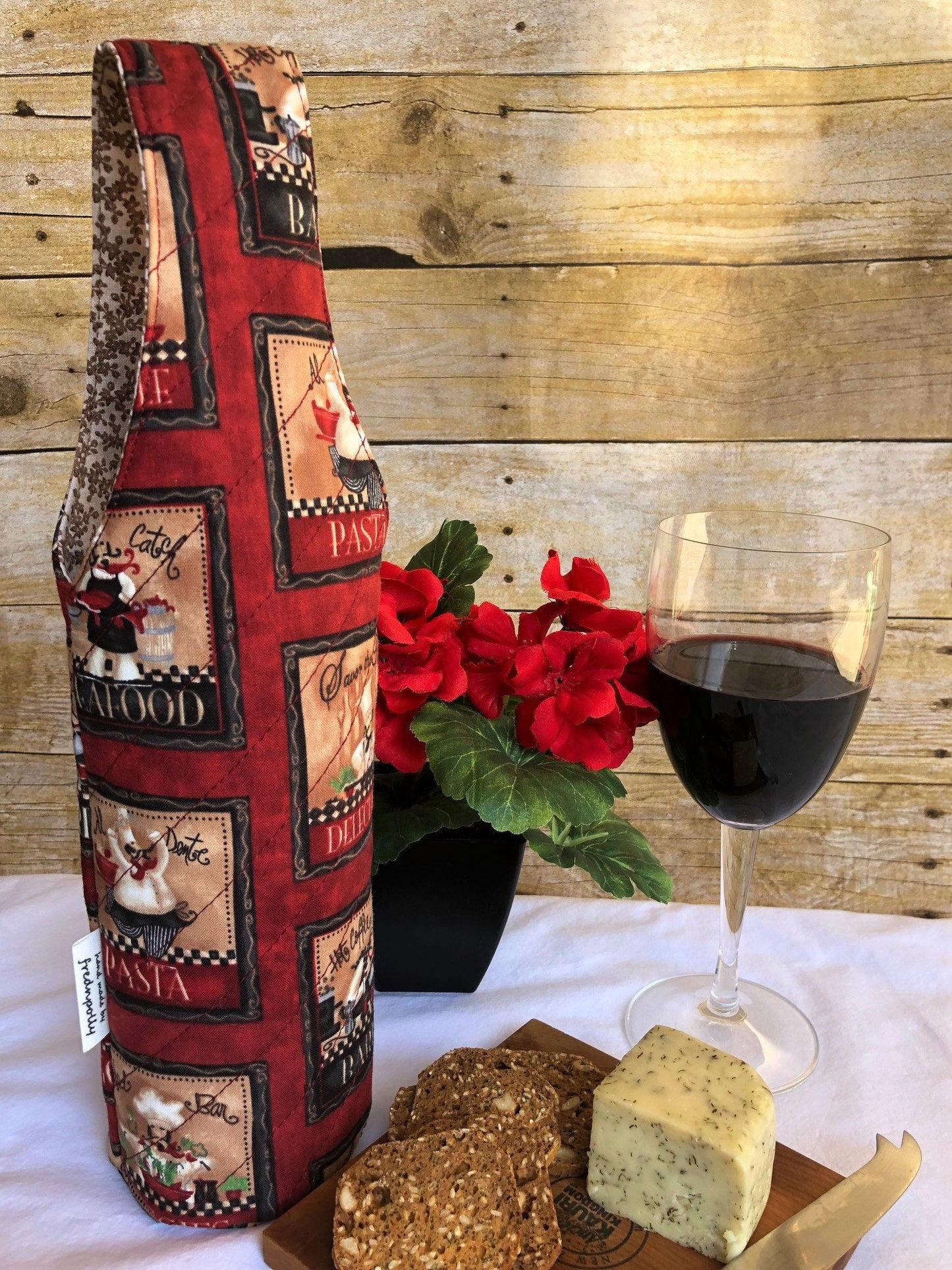 Chef's Bistro quilted wine bottle carry bag