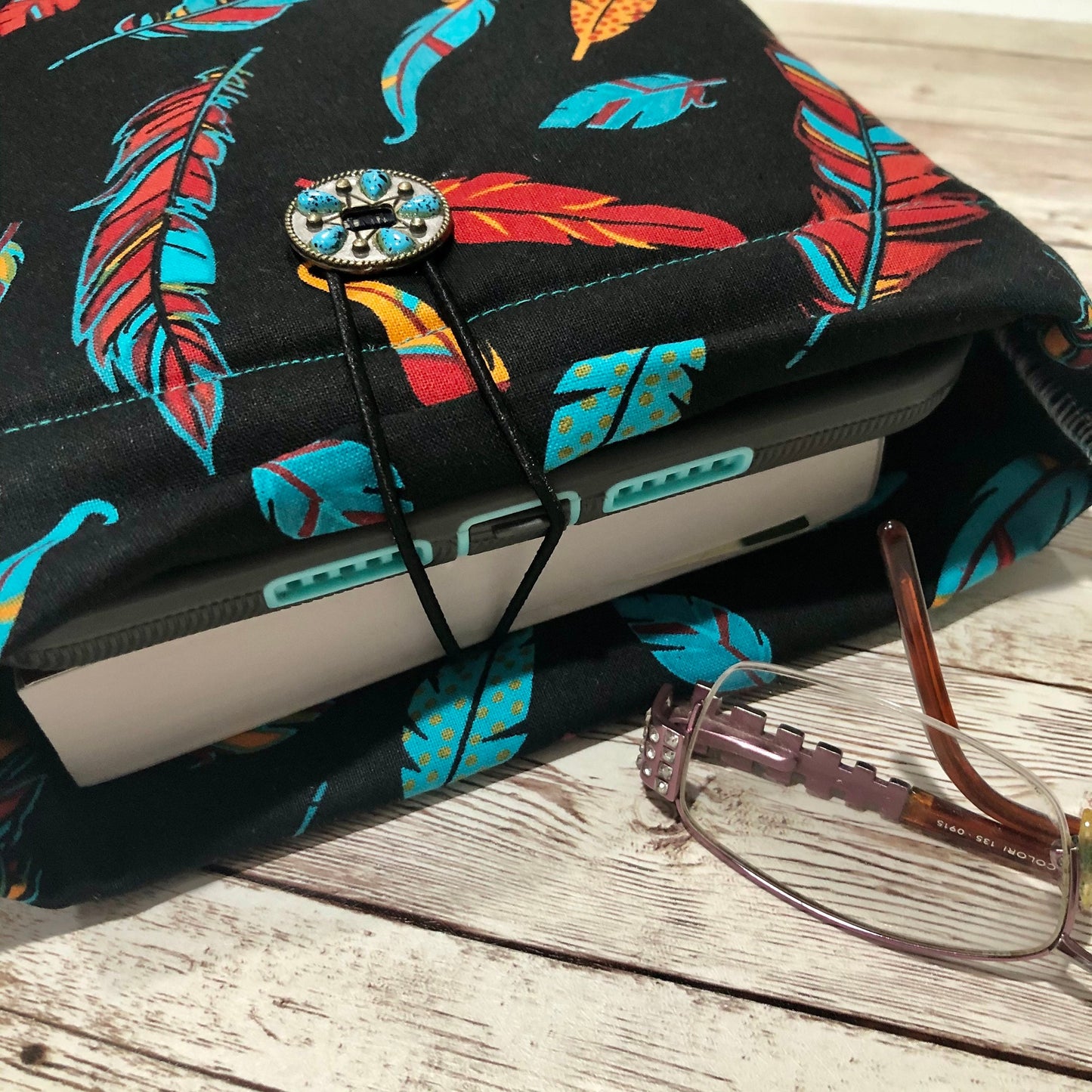 Turquoise Feathers book/tablet sleeve