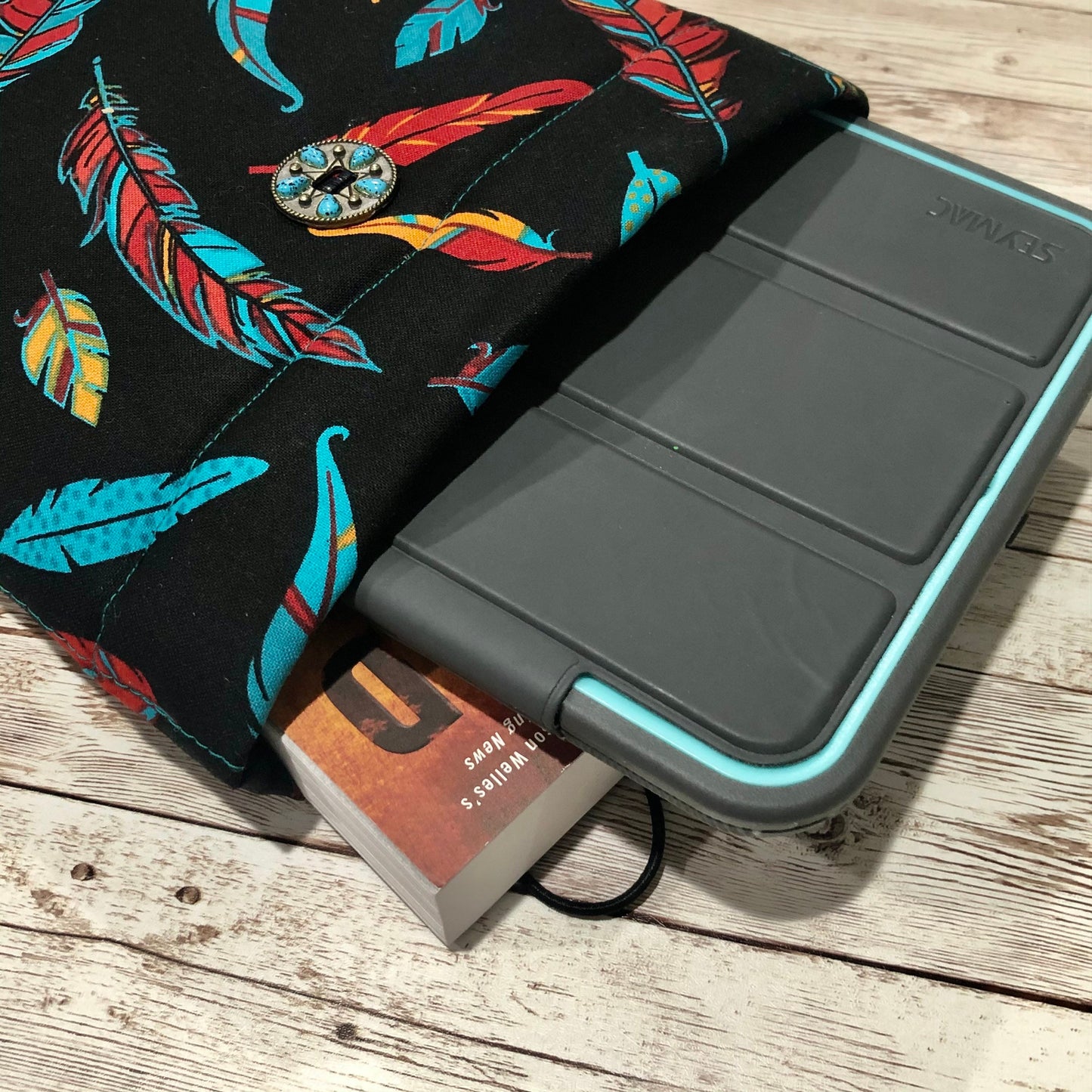 Turquoise Feathers book/tablet sleeve