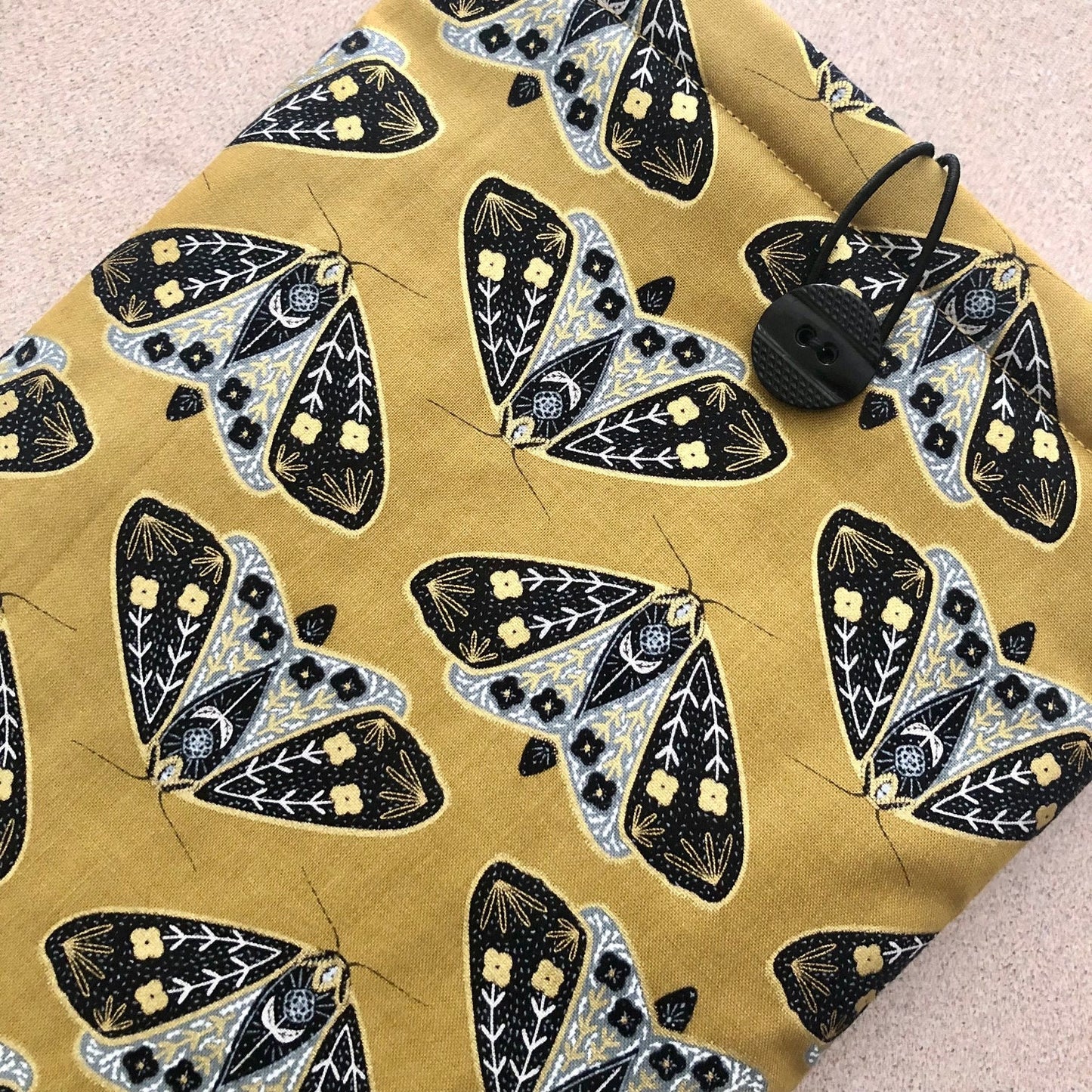 Gold Black Moth Butterfly padded book/tablet sleeve