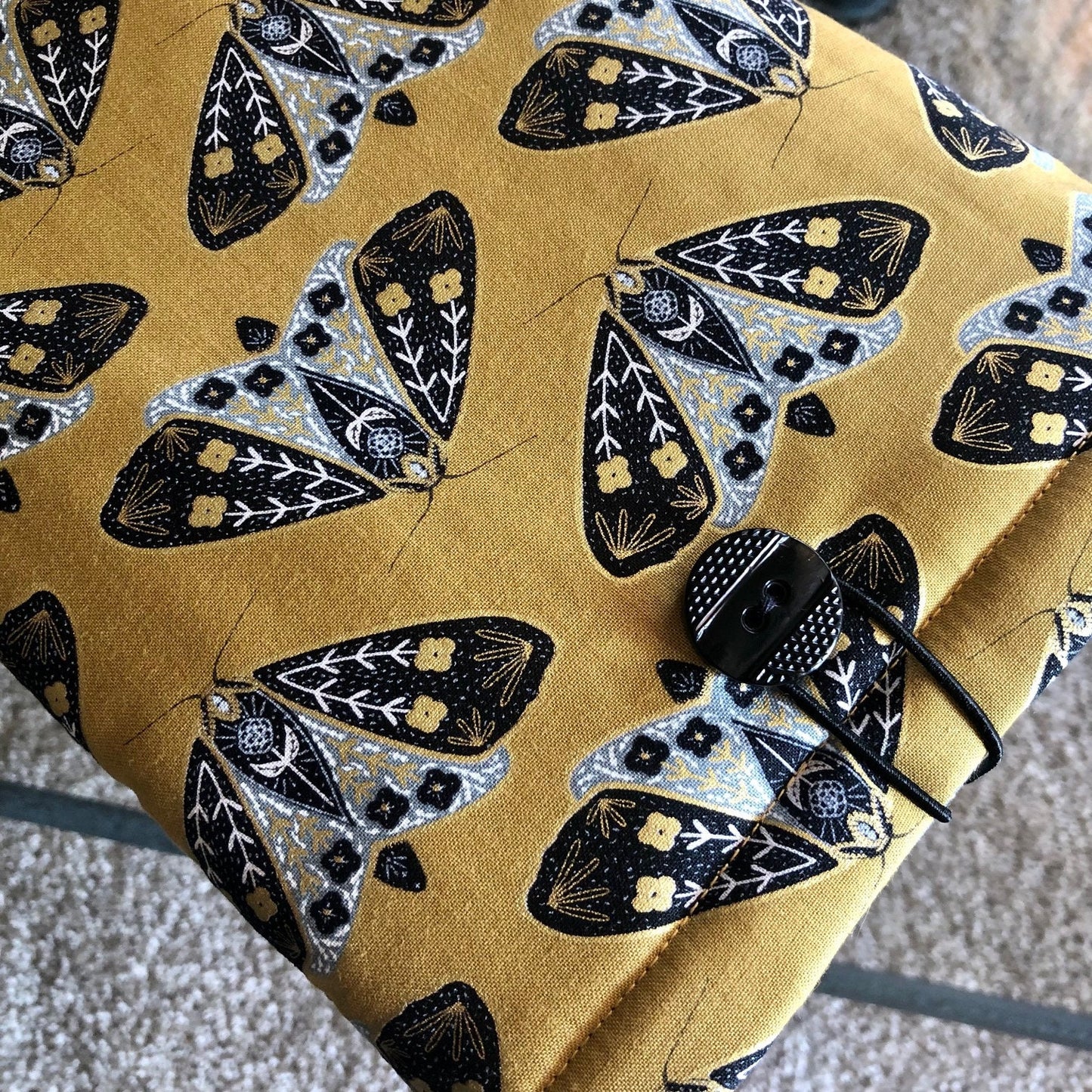 Gold Black Moth Butterfly padded book/tablet sleeve