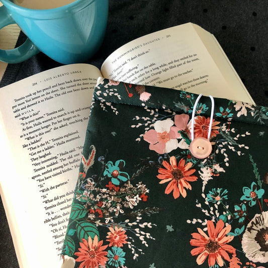 Coral Teal Wildflowers padded book/tablet sleeve