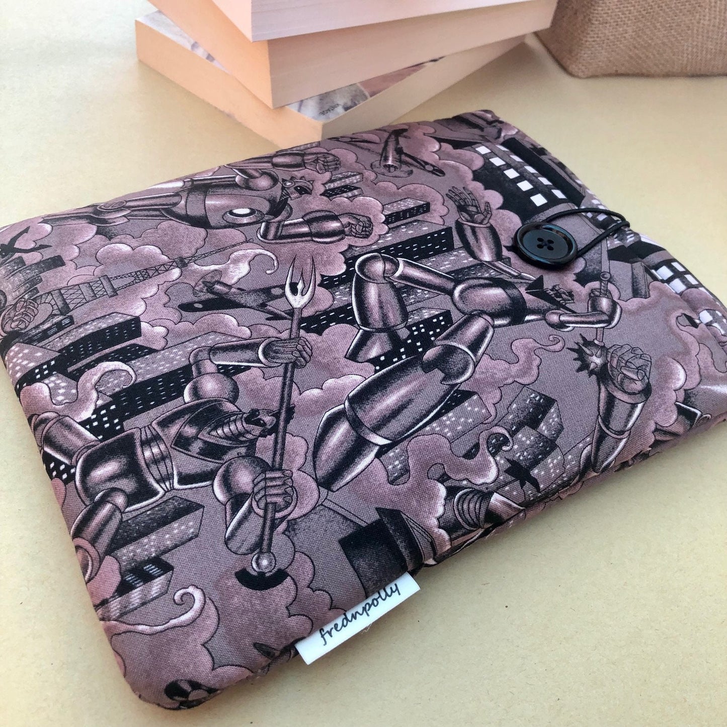 Brown Robot Mecha Anime padded book/tablet sleeve