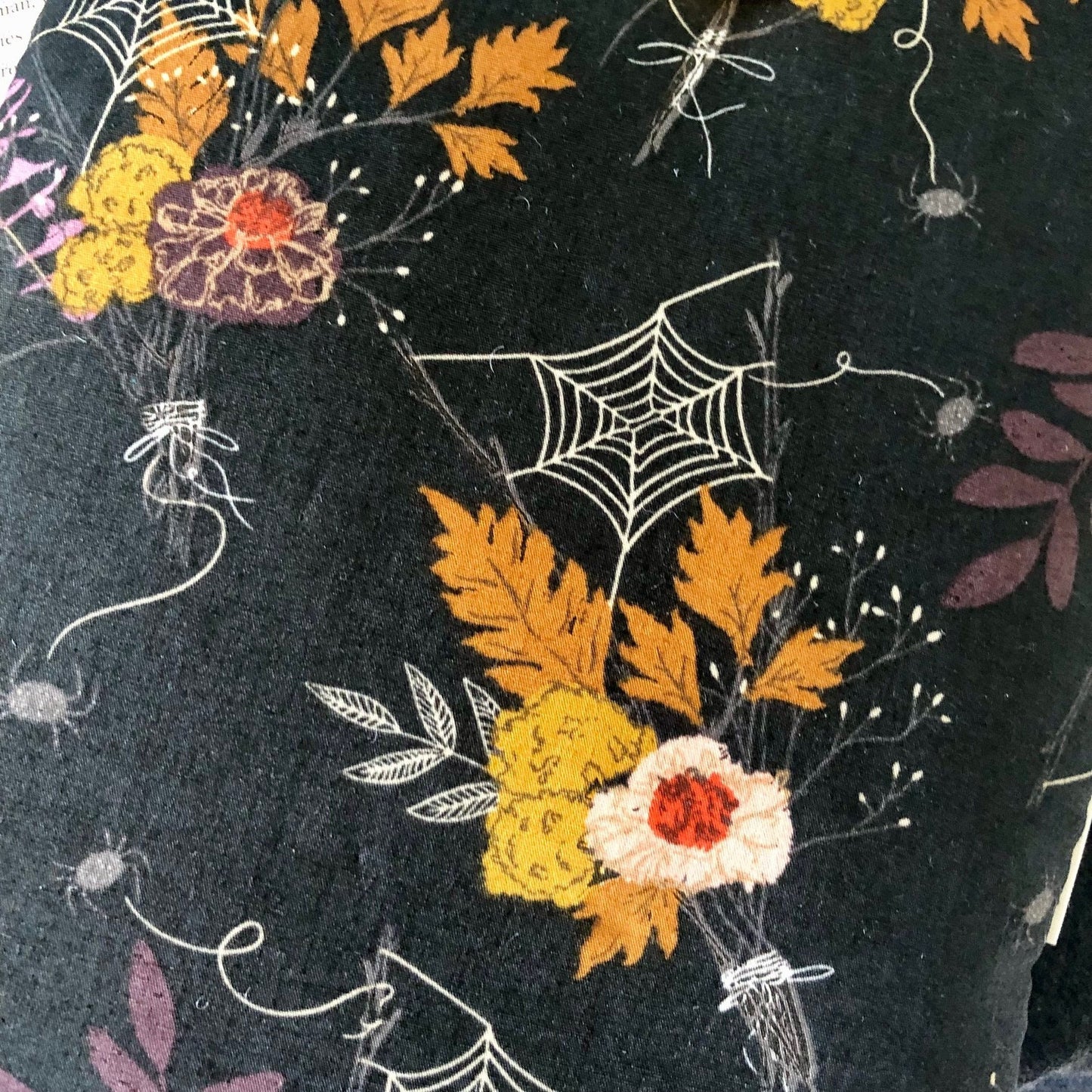 Midnight Garden padded book sleeve | tablet cover | button closure | floral skulls | moths | Halloween bookish gift, pastel goth, forestcore