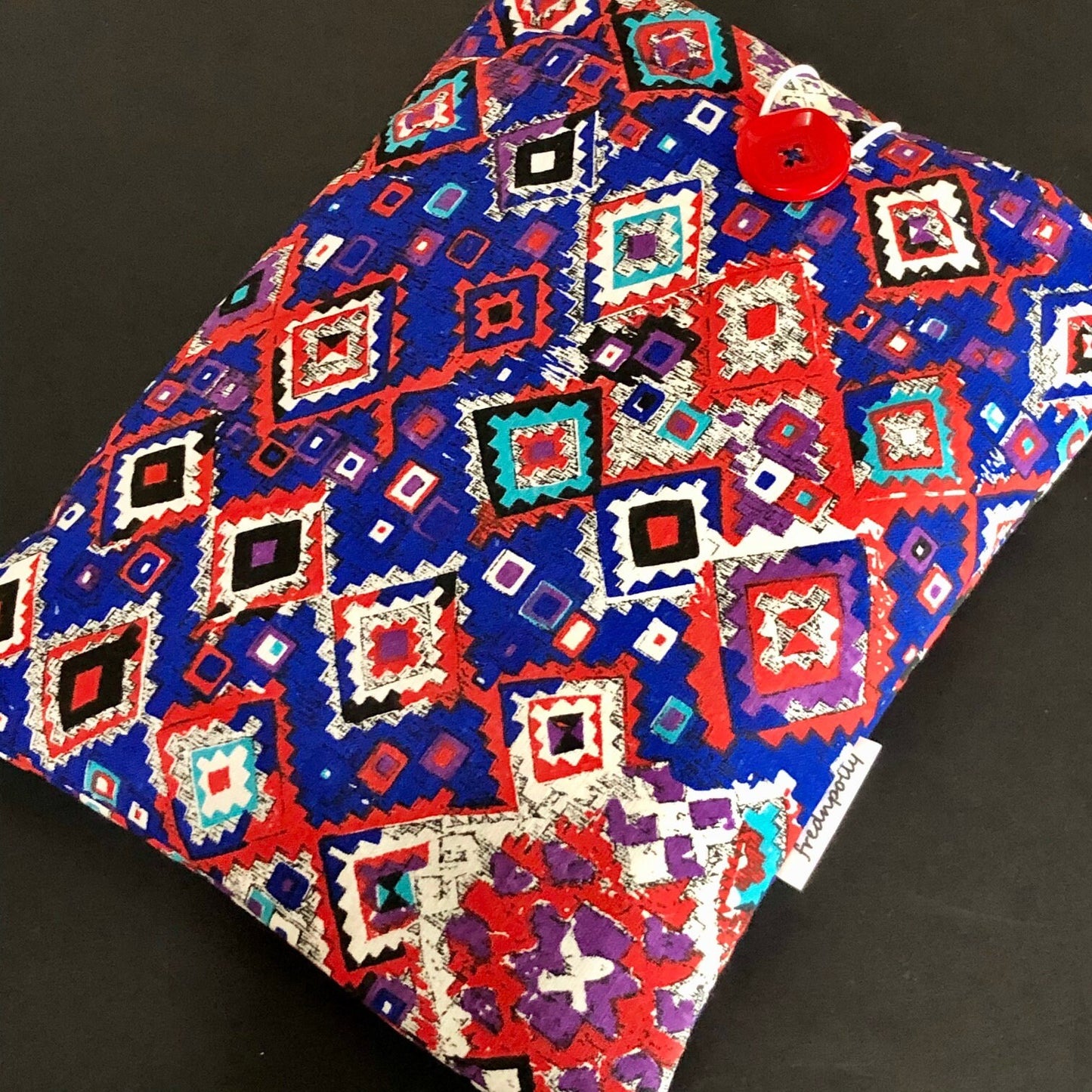 Cobalt Blue, Red and Teal padded book sleeve/tablet sleeve