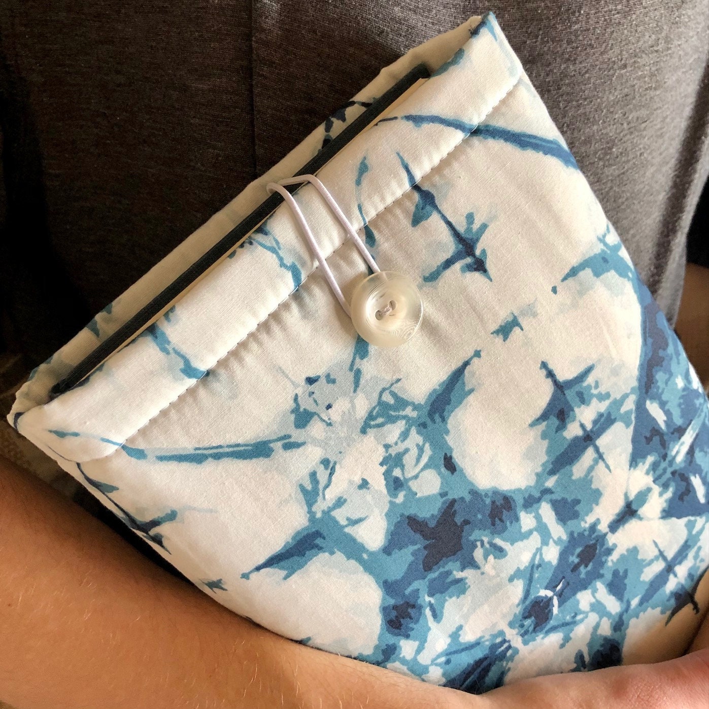 Indigo Blue White Tie Dye padded book/tablet sleeve