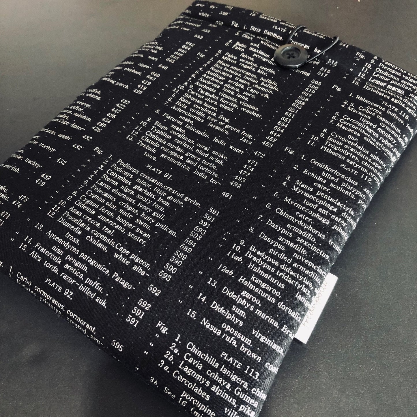 Silver Black Scientific Text padded book/tablet sleeve